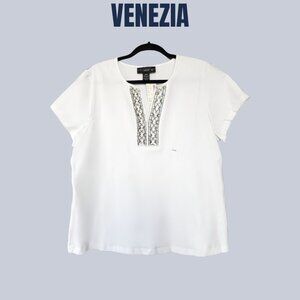 Venezia - White Shirt with Beaded Accents